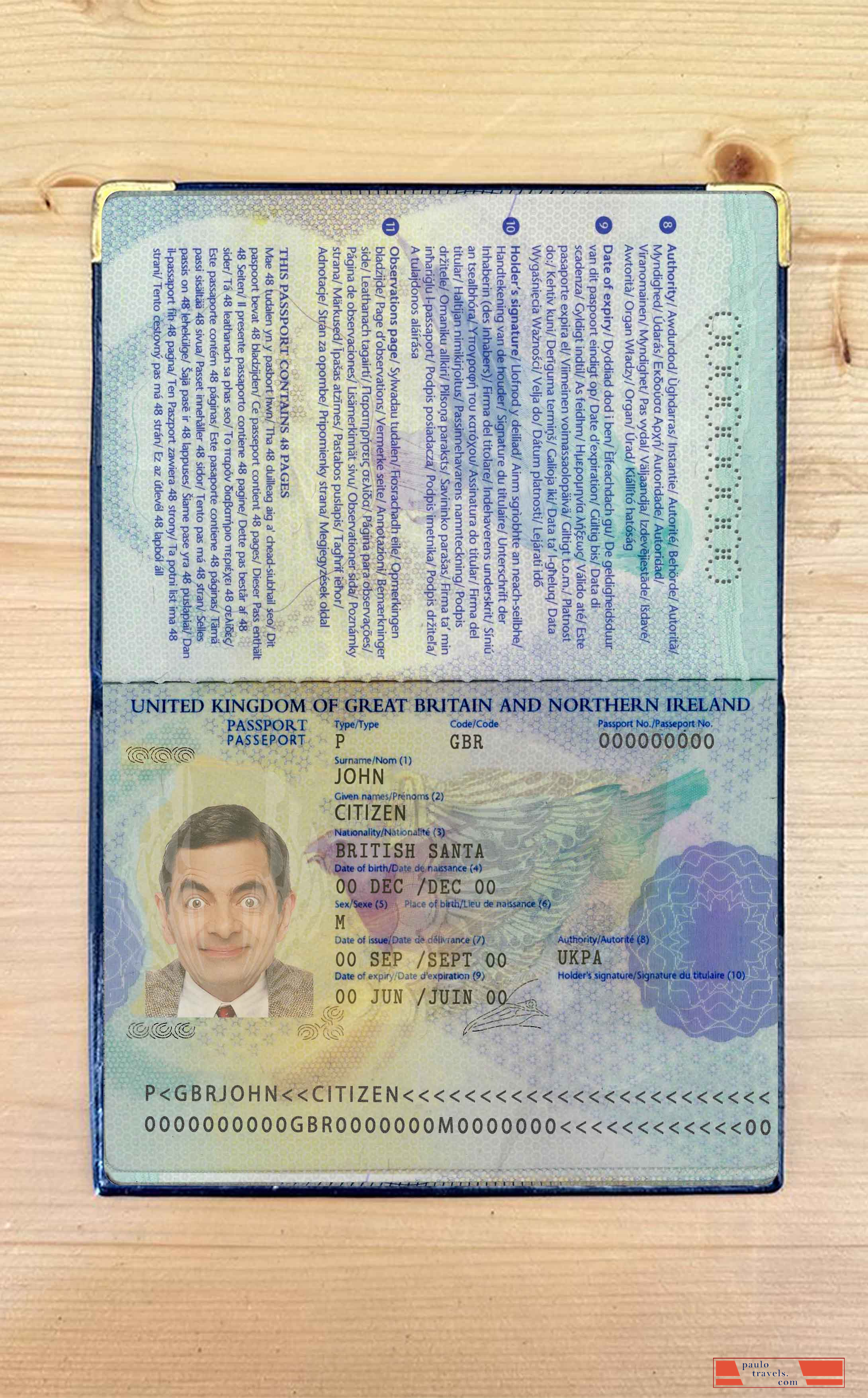 United Kingdom passport 2006 2010 photo look PSD template